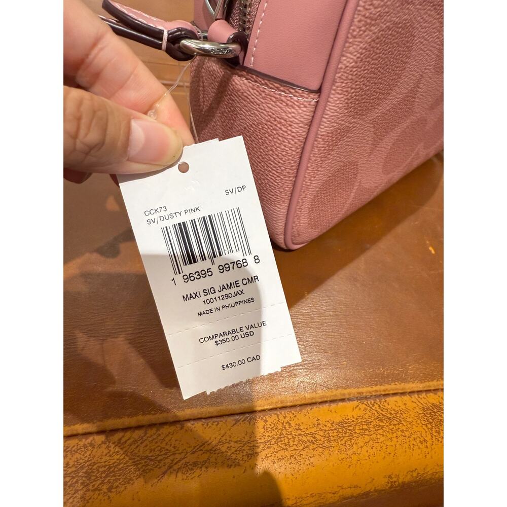 Last 2 ‼️Coach Jamie Camera Bag In Maxi Signature Canvas CCK73 Dusty Pink - Picture 6 of 15